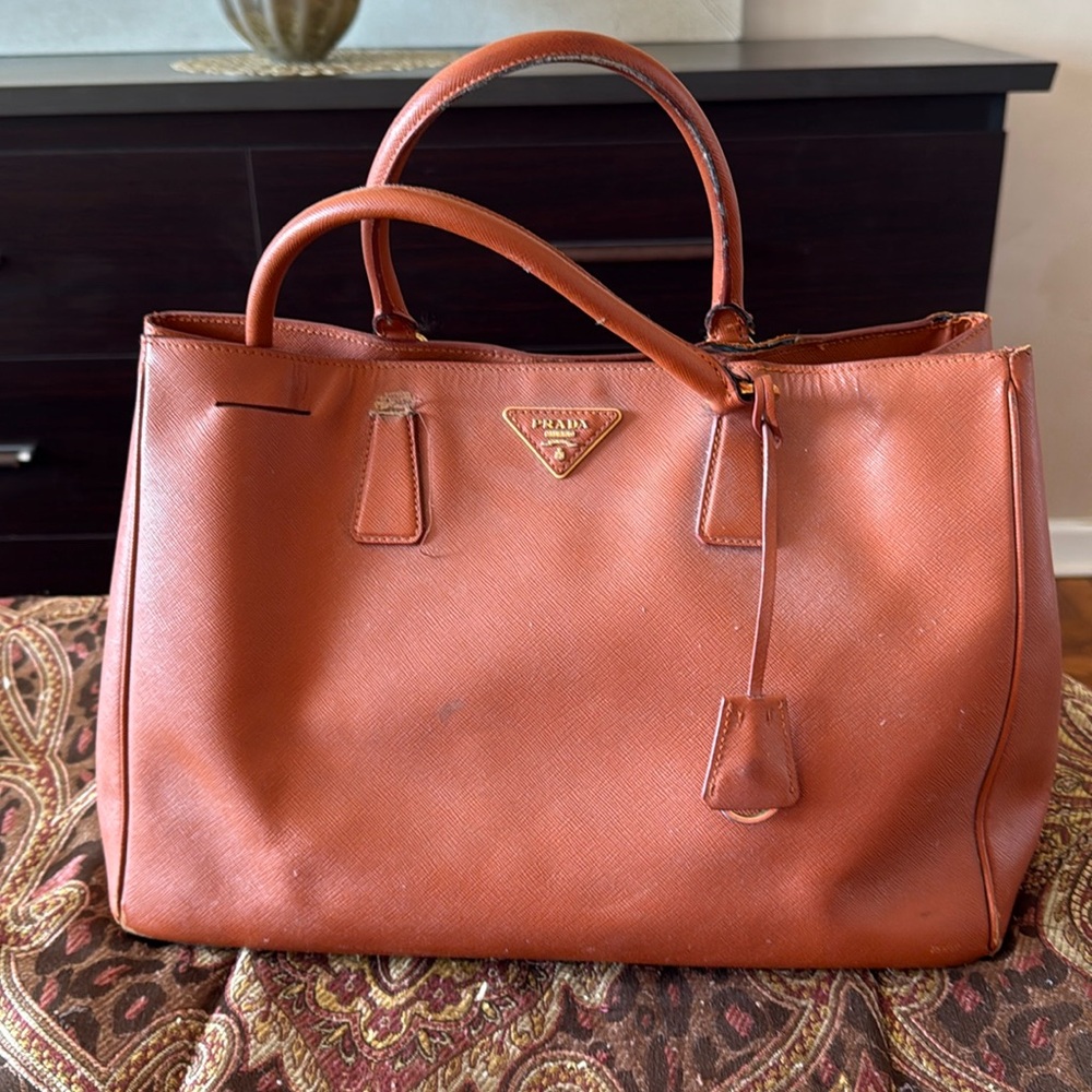 Prada Tan Leather Satchel with Iconic Design